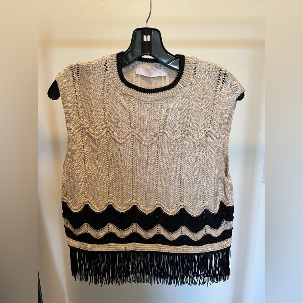 Ming Cropped sleeveless sweater with fringe